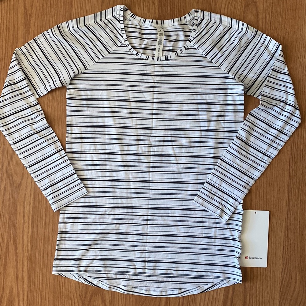 ❤️ Lululemon Emerald Long Sleeve Striped Top Size 2 NWT